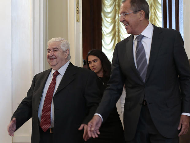 Russian Foreign Minister Sergey Lavrov welcomes his Syrian counterpart Walid Muallem to Moscow 
