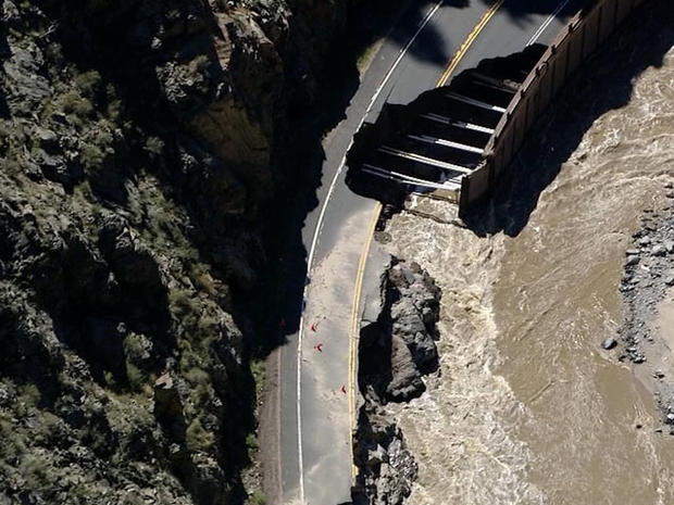 Big Thompson Canyon flood damage on Highway 34 