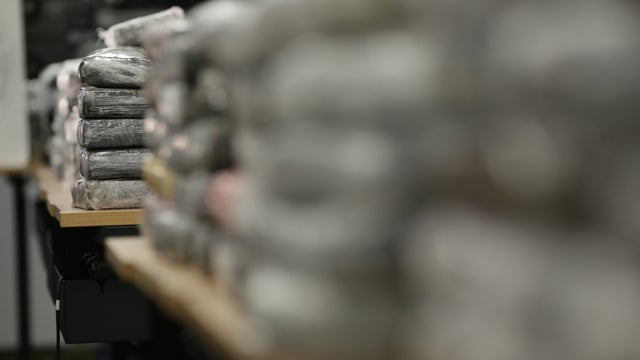 A picture taken on Sept. 21, 2013 in Nanterre, shows a part of the 1.3 tonnes of pure cocaine seized by French police. 