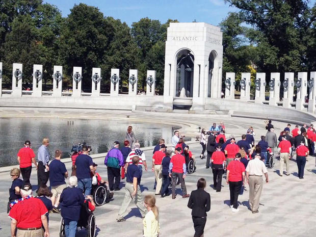 Benjamin Joyner arrived at the World War II memorial with a group of 90 other veterans. 