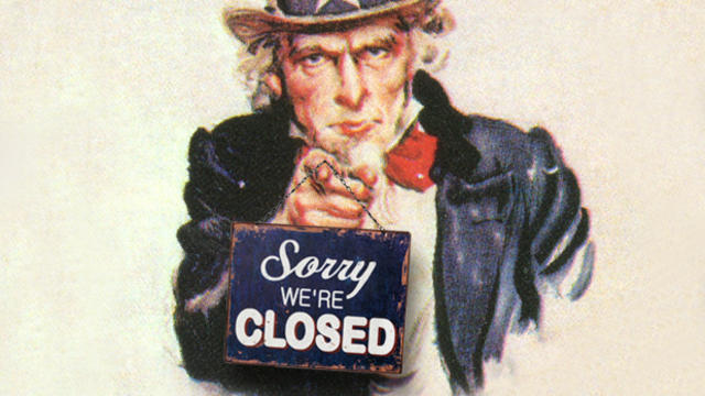 Uncle Sam Government shutdown closed sign 