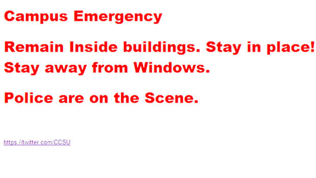 Central Connecticut State University emergency warning 