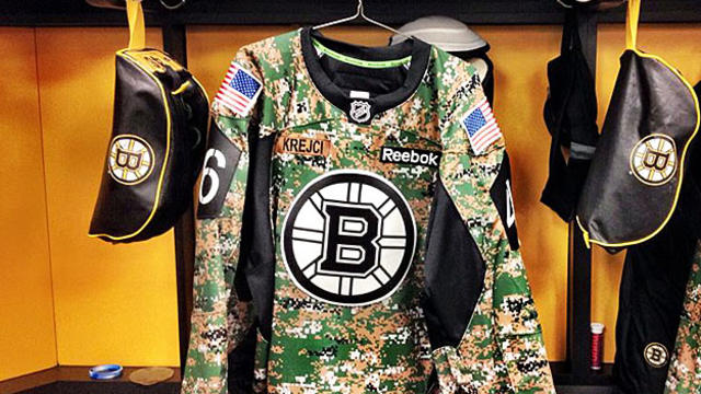 Bruins Wear Camouflage Warmup Jerseys, Dedicate POW/MIA Seat as
