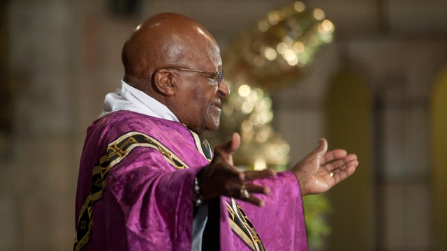 Archbishop Emeritus, Desmond Tutu leads a service in St. George's Cathedral 