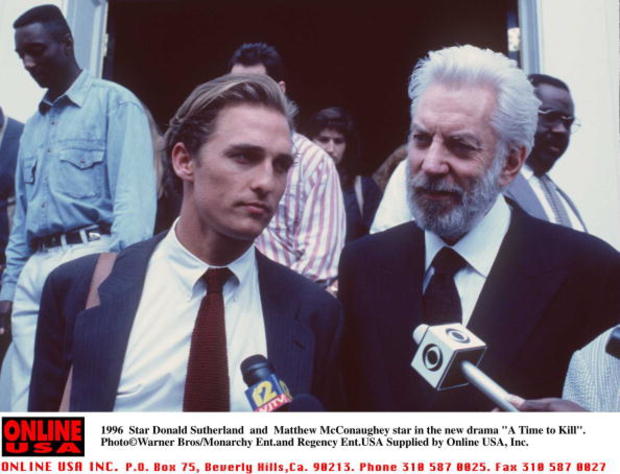 07/29/96 Star Donald Sutherland and Matthew McConaughey stars in the new drama "A time to Kill" 