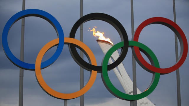 The Olympic Cauldron is tested by fire crews at the Sochi 2014 Winter Olympic Park in the Costal Cluster 