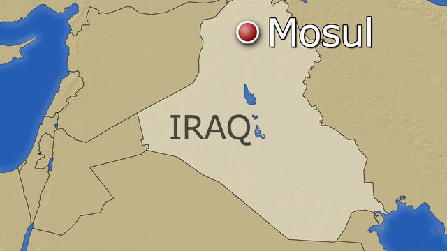 Map of Iraq showing location of Mosul 