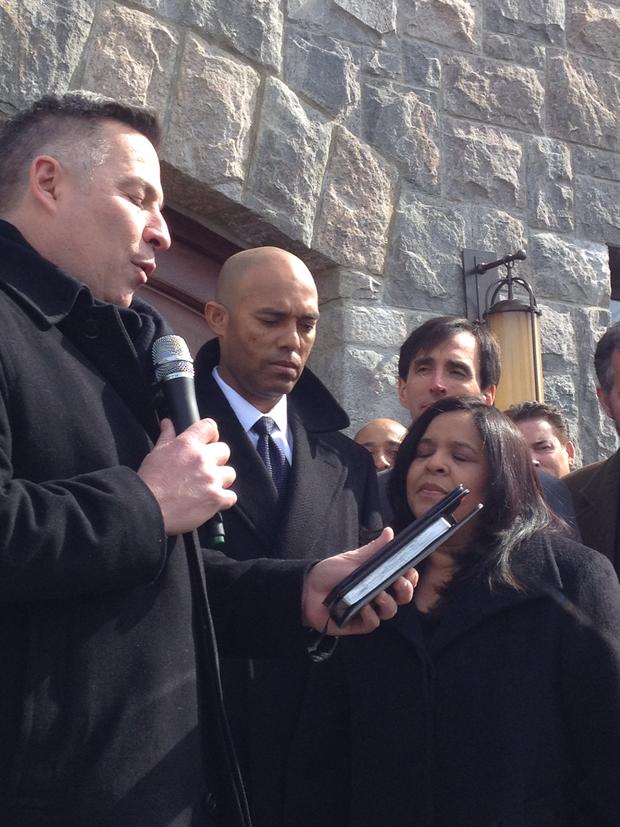 Mariano Rivera outside church in New Rochelle -- blessing 