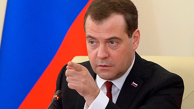 Russian Prime Minister Dmitry Medvedev speaks at a meeting for the economic development of Crimea in Simferopol 