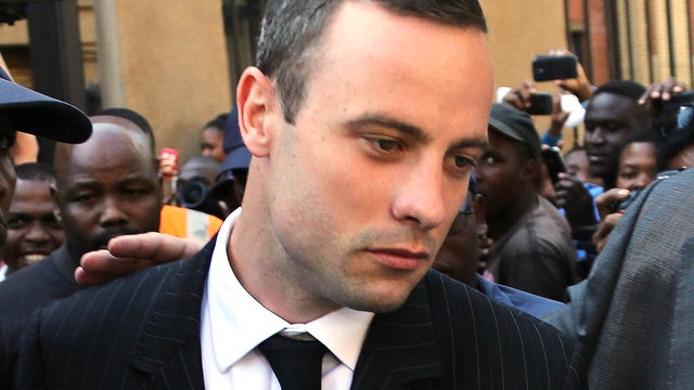 Oscar Pistorius leaves the high court in Pretoria, South Africa. 