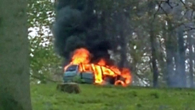 Helen Clements' car burns in the lion enclosure at Longleat safari park 