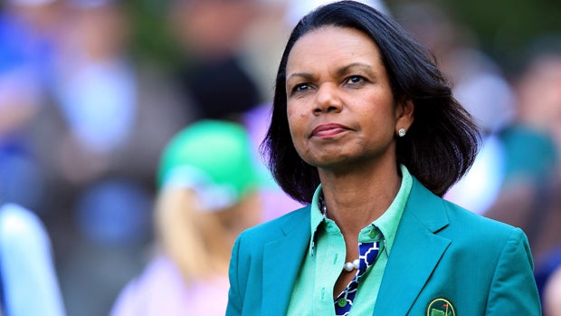 Condoleezza Rice, former secretary of state and current Augusta National member, attends the 2014 Par 3 Contest prior to the start of the 2014 Masters Tournament at Augusta National Golf Club April 9, 2014, in Augusta, Georgia. 