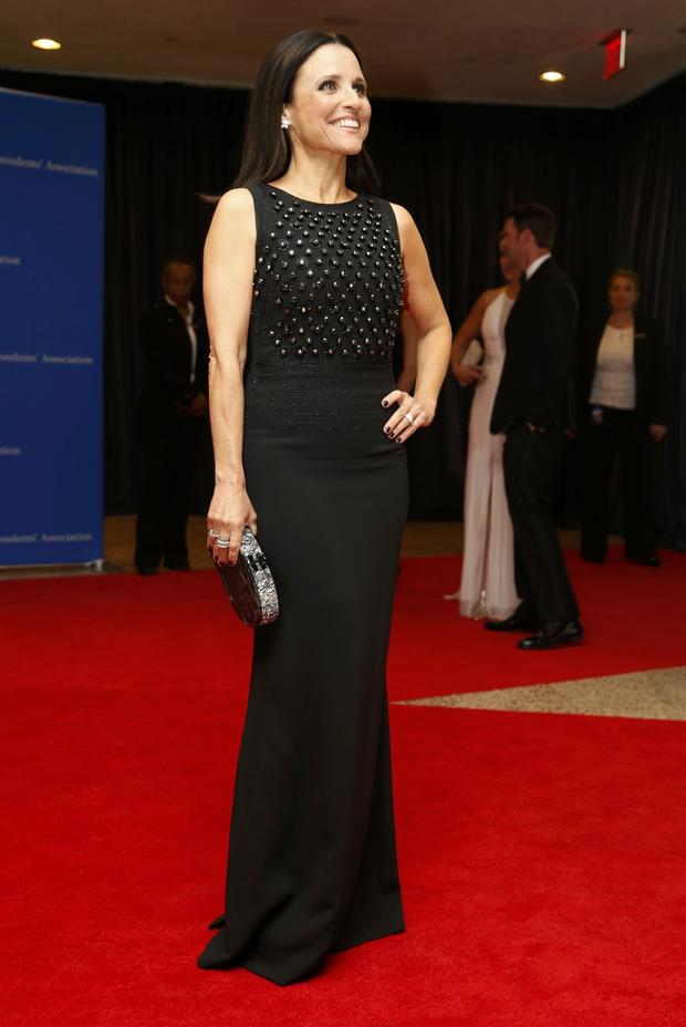 Actress Julia Louis-Dreyfus arrives on the red carpet at the annual White House Correspondents' Association dinner in Washington May 3, 2014. 