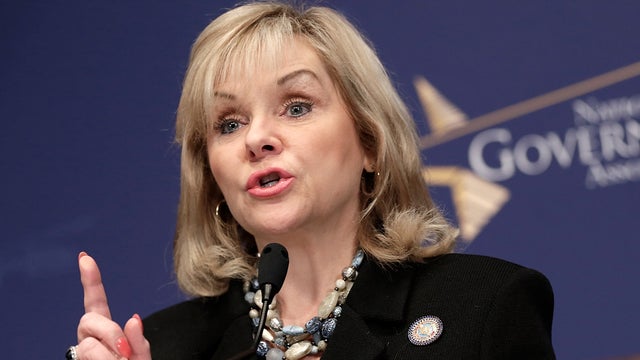 National Governors Association chairwoman Gov. Mary Fallin, R-Okla., speaks at the National Press Club Jan. 15, 2014, in Washington. 
