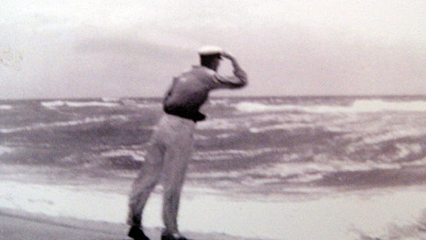 Richard G. Hendrickson looks out over the Atlantic  Ocean in the 1930s 