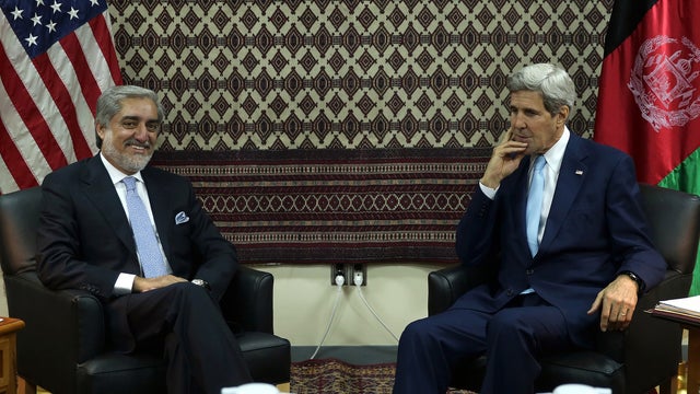 Secretary of State John Kerry meets with Afghan presidential candidate Abdullah Abdullah 