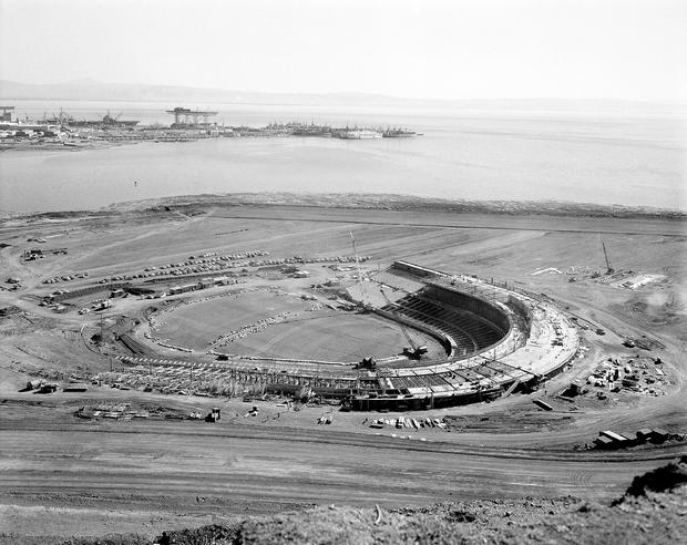 Candlestick Park is seen as it was being built for the San Francisco Giants March 4, 1959. 