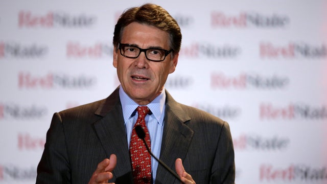 Gov. Rick Perry addresses attendees at the 2014 Red State Gathering Aug. 8, 2014, in Fort Worth, Texas. 