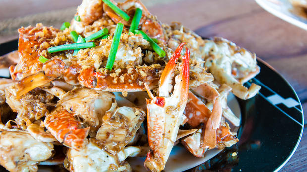 Blue crab cooked in traditional Thai style 