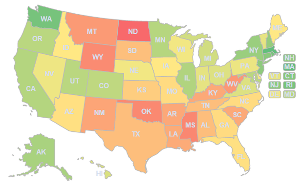 Safest-States-for-Drivers-Map 