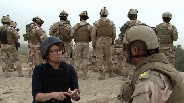 ​CBS News' Elizabeth Palmer speaks to Iraqi Army intelligence officer Raad Mohammed at a position held by his men south of Baghdad 