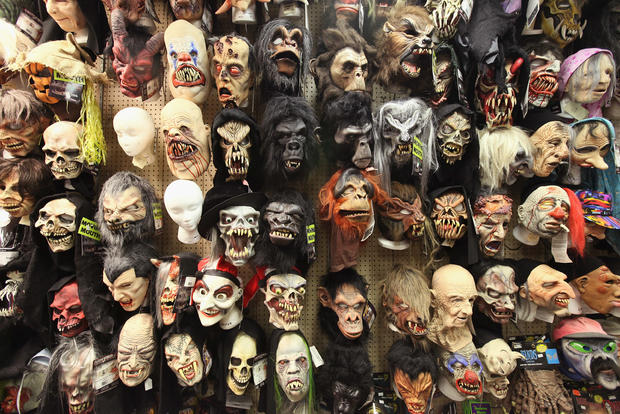 Preparations For Halloween Continue As Weekend Festivities Approach costume masks 
