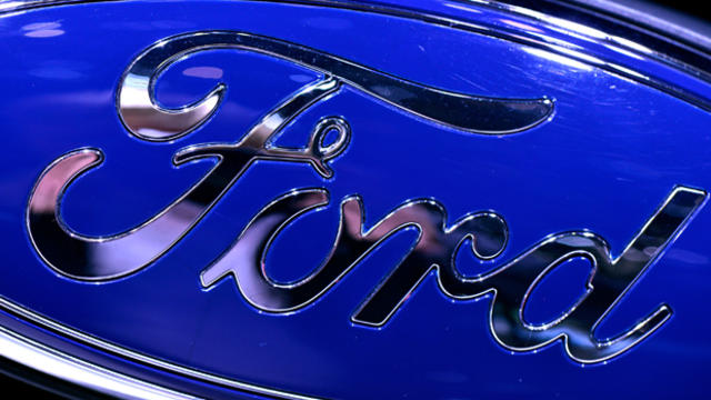 The Ford logo is seen during the 83rd Geneva Motor Show March 6, 2013, in Geneva, Switzerland. 