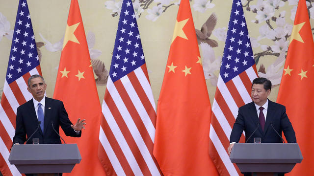 President Obama and Chinese President Xi Jinping at joint news conference in Beijing on November 12, 2014 