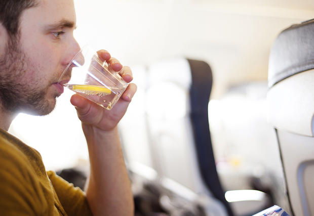 drinking water on plane 