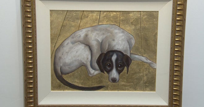 Big eyed dog paintings sales