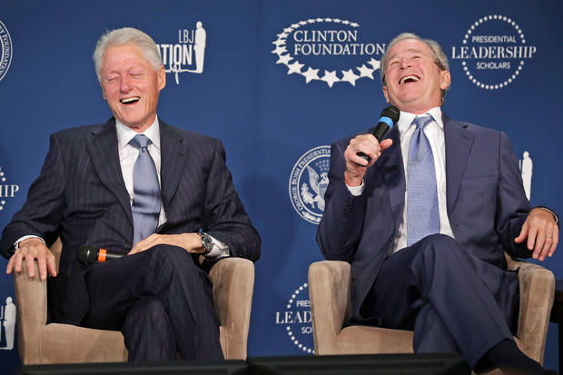 Presidents Bill Clinton and George W. Bush 