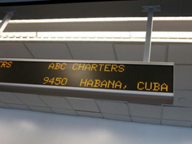 Travelers Check In To Flight To Havana, Cuba From Miami 