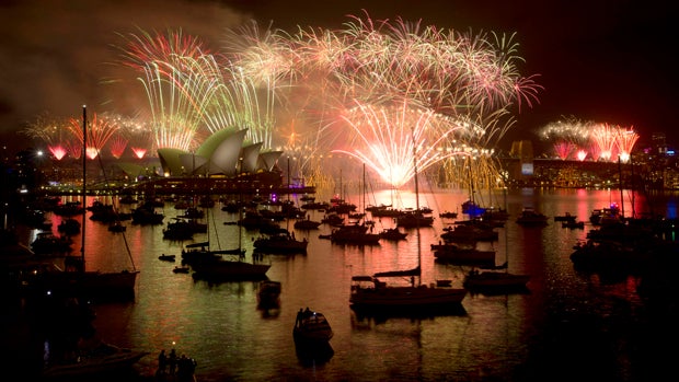 ​Fireworks light up the Sydney Harbour Bridge during the annual fireworks display to usher in the new year Jan. 1, 2015. 