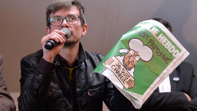 Charlie Hebdo cartoonist, Renald Luzier aka Luz, speaks during the Charlie Hebdo press conference 