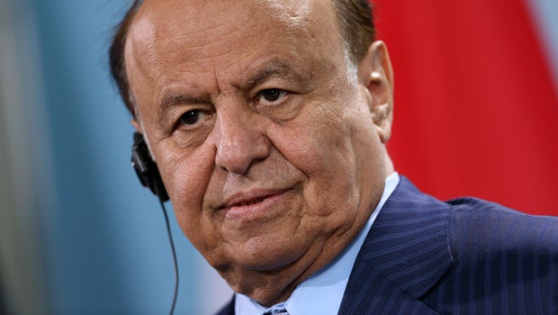 Yemeni President Abed Rabbo Mansour Hadi speaks with German Chancellor Angela Merkel, not pictured, to the media following talks at the Chancellery Oct. 4, 2012, in Berlin, Germany.