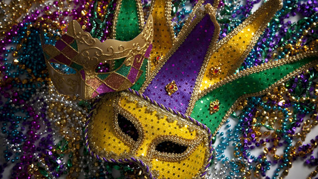 Mardi Gras Mask and Beads 