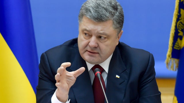 Ukrainian President Petro Poroshenko speaks during a government meeting in Kiev, Feb. 11, 2015.  