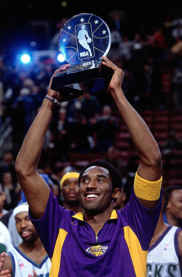 Kobe displays his MVP Award 