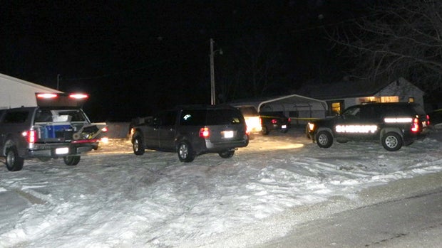 ​Texas County, Missouri, sheriff's deputies patrol a neighborhood in Tyrone, Missouri, Feb. 27, 2015, following the killings of nine people. 