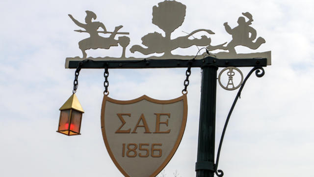 A sign post is seen outside the international headquarters of Sigma Alpha Epsilon in Evanston, Illinois, March 10, 2015. 