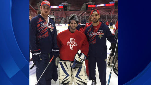 Panthers Pirri and Hayes with Dwork 
