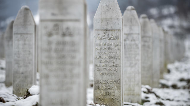 The memorial cemetery Potocari, outside Srebrenica, 150 kms northeast of Sarajevo shows the gravestone of Muriz Sinanovic. Sinanovic was among the 8,000 Muslim Bosniak men and boys killed in July 1995 Srebrenica massacre.  