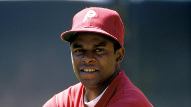 Curt Ford, No. 24 of the Philadelphia Phillies, stretches on the field before a game in the 1989 season. 