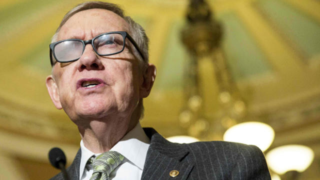 Senate Minority Leader Harry Reid, D-Nevada, speaks during a press conference on Capitol Hill in Washington March 17, 2015. 