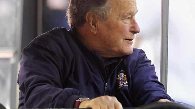 Former President George H.W. Bush at game between Cincinnati Bengals and Houston Texans at NRG Stadium on November 23, 2014, in Houston 