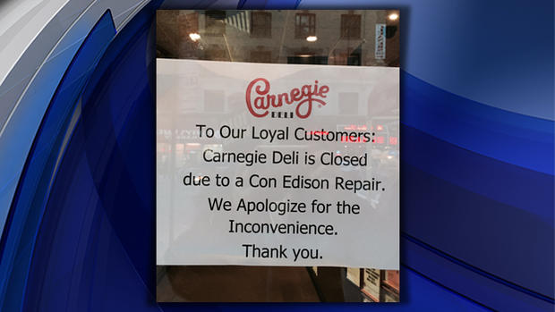 note posted on Carnegie Deli doore 