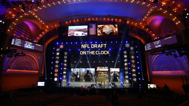 A general view of the stage before the 2015 NFL Draft at the Auditorium Theatre of Roosevelt University in Chicago April 30, 2015. 