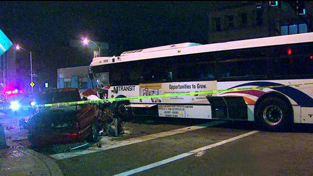 NJ TRANSIT Bus, Car Crash In Newark 