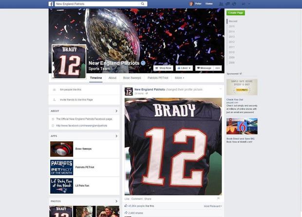 patriots on FB new profile pic - brady jersey 