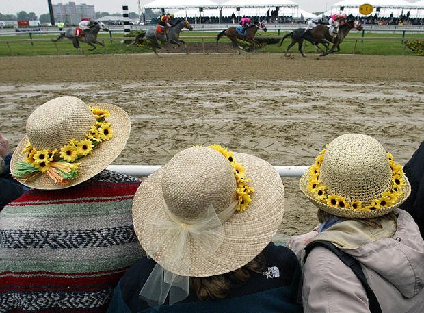 Horse racing fans wearing their Black-Ey 